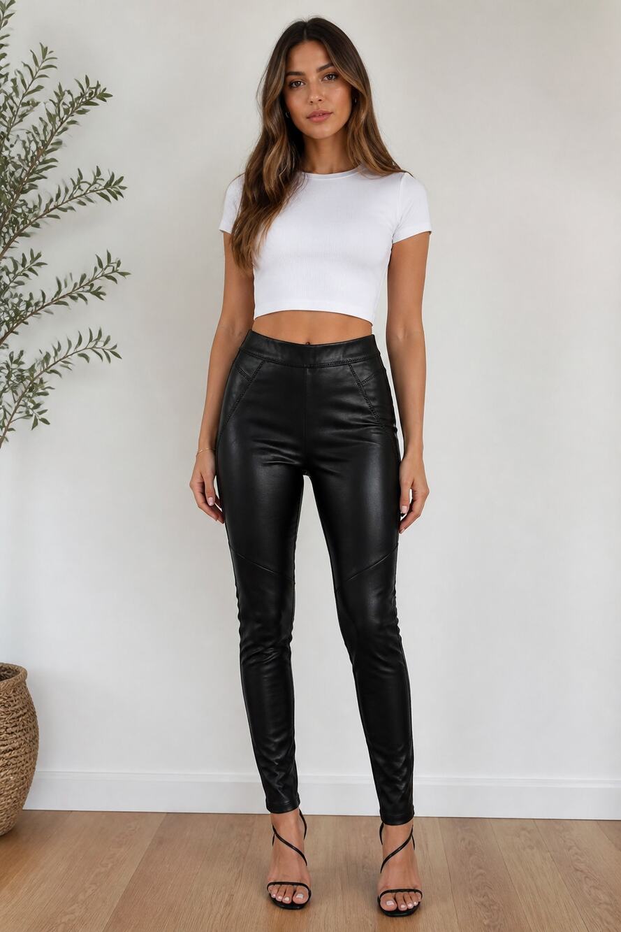 Free People Black Faux Leather Leggings Size XS